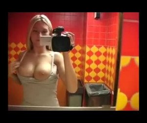 Amateur Porn: Solo Teen Plays in Public Bathroom and Films herself